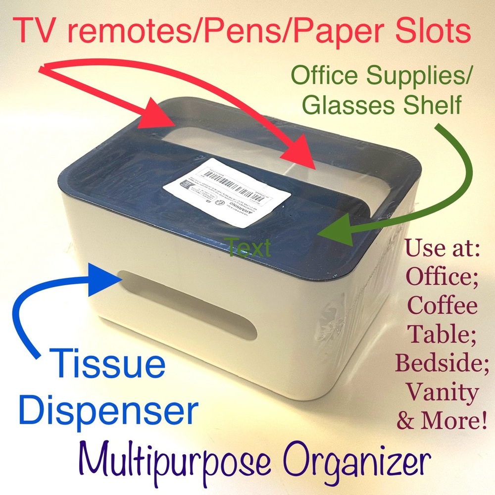 Multipurpose Organizer Tissue Dispenser Side Table TV Remote Makeup Vanity